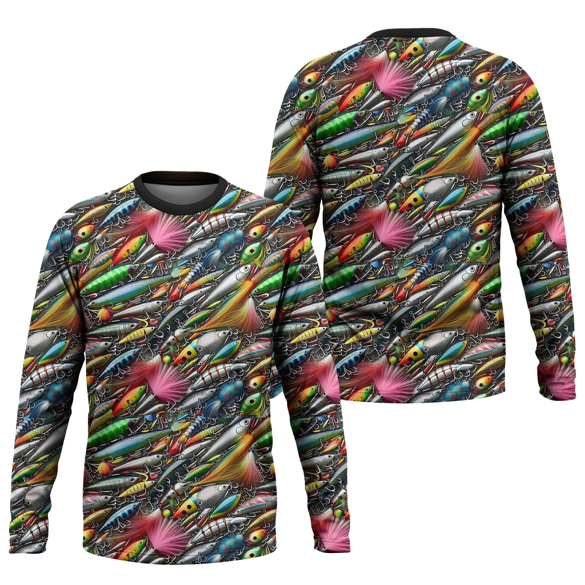 Colorful Fishing Lure SPF Shirts For Men, Long Sleeve Fishing Shirts, Hooded Sun Shirt, Mens Casual Shirts