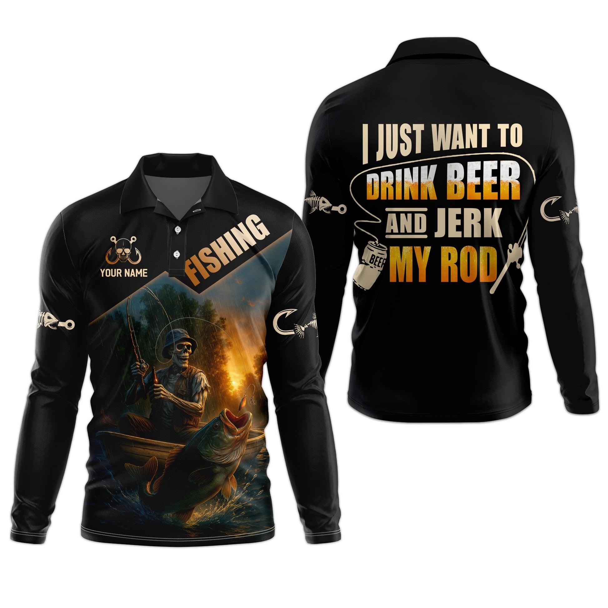 Drink Beer Funny Fishing Shirts, SPF Long Sleeve Shirts, Sun Shirts For Men, Hooded Long Sleeve Shirt