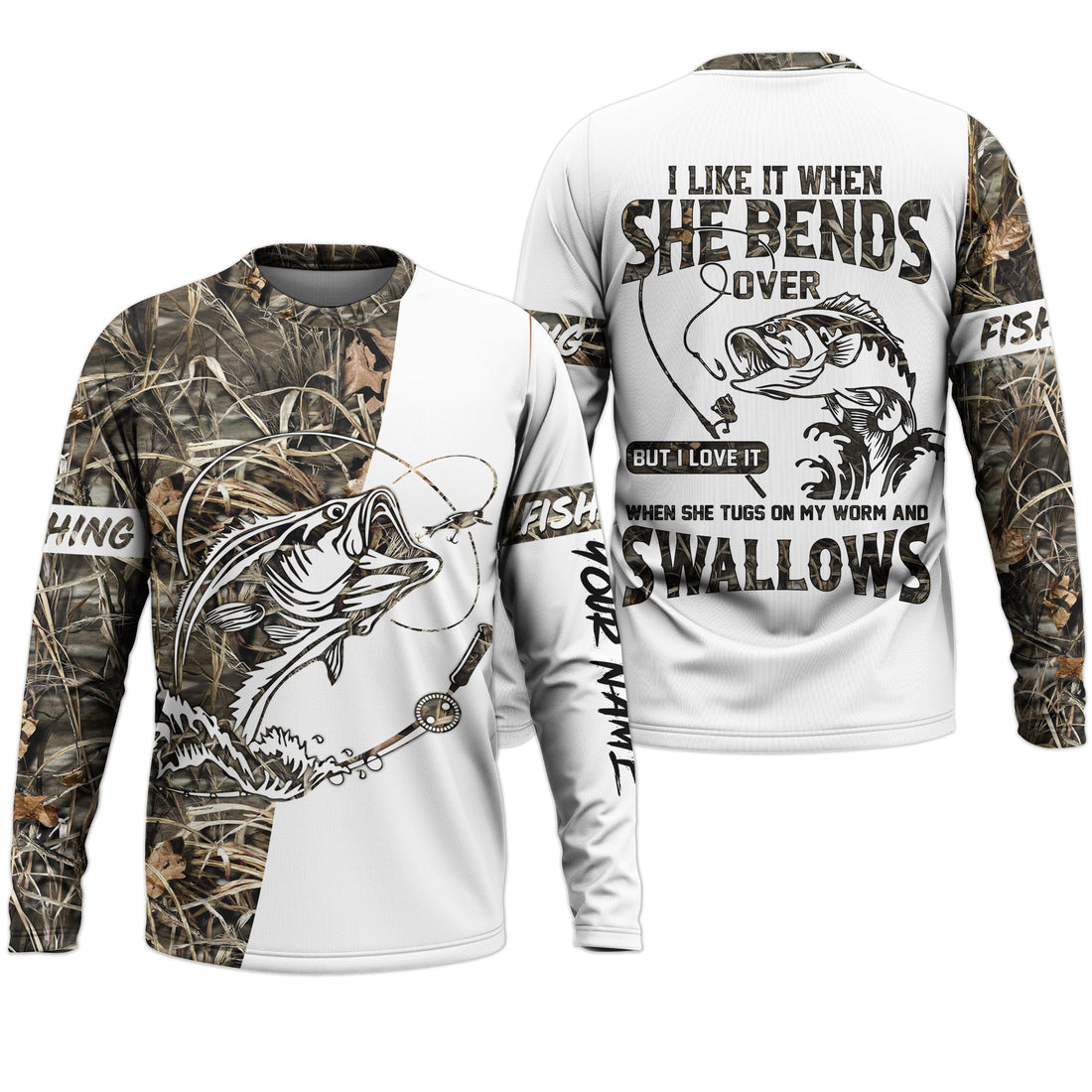 I Love It When She Bends Over SPF Shirt, Long Sleeve Fishing Shirts, Fishing UPF Shirts, Funny Fishing Shirts