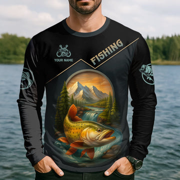 Fish Around Find Trout Fishing Graphic Tees, Hooded Sun Shirt, Personalized Fishing Gifts, UV Shirts For Men