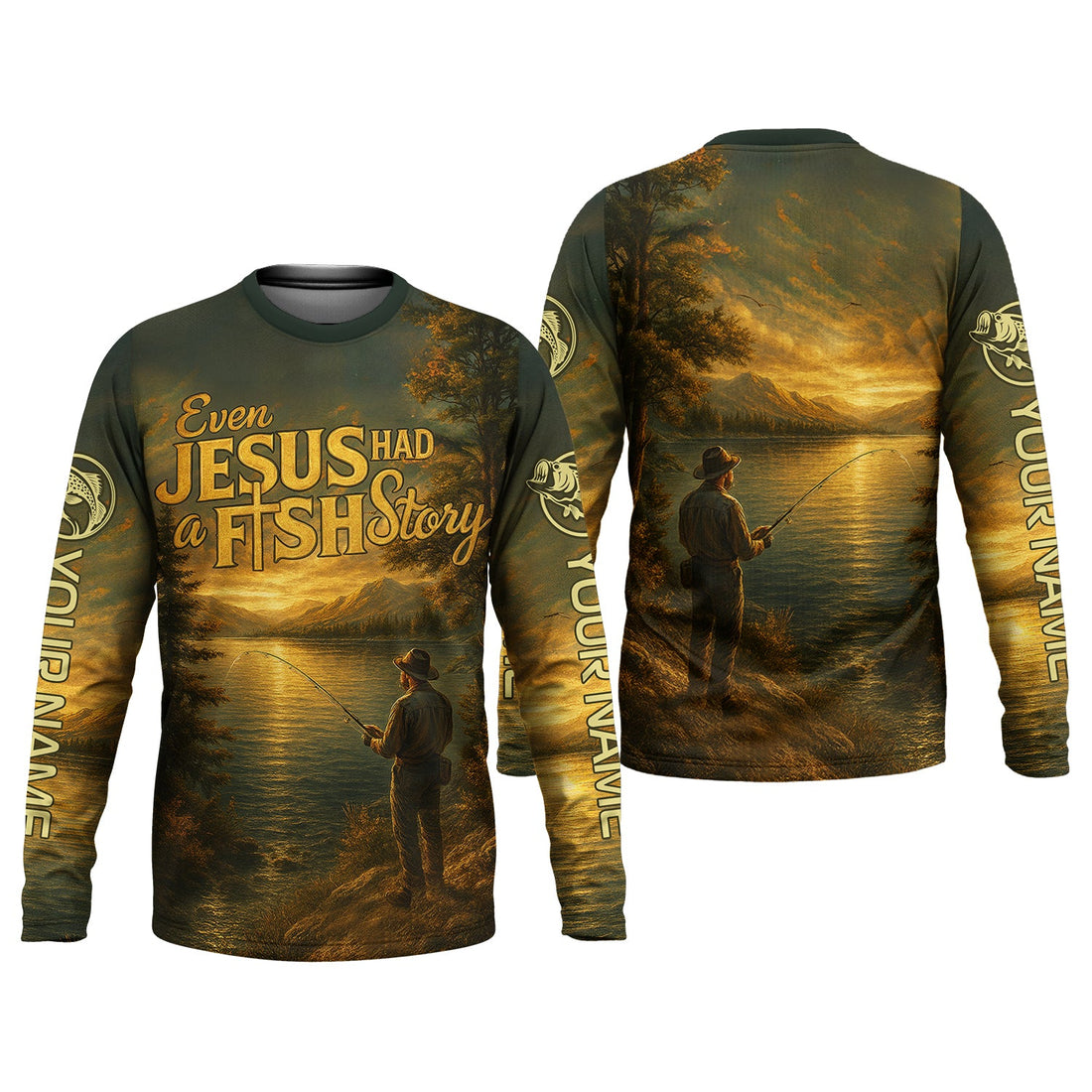 Bible Story Fish And Bread, Long Sleeve Fishing Shirts, SPF Shirts For Men, Fishing UPF Shirts, Sun Shirts For Men