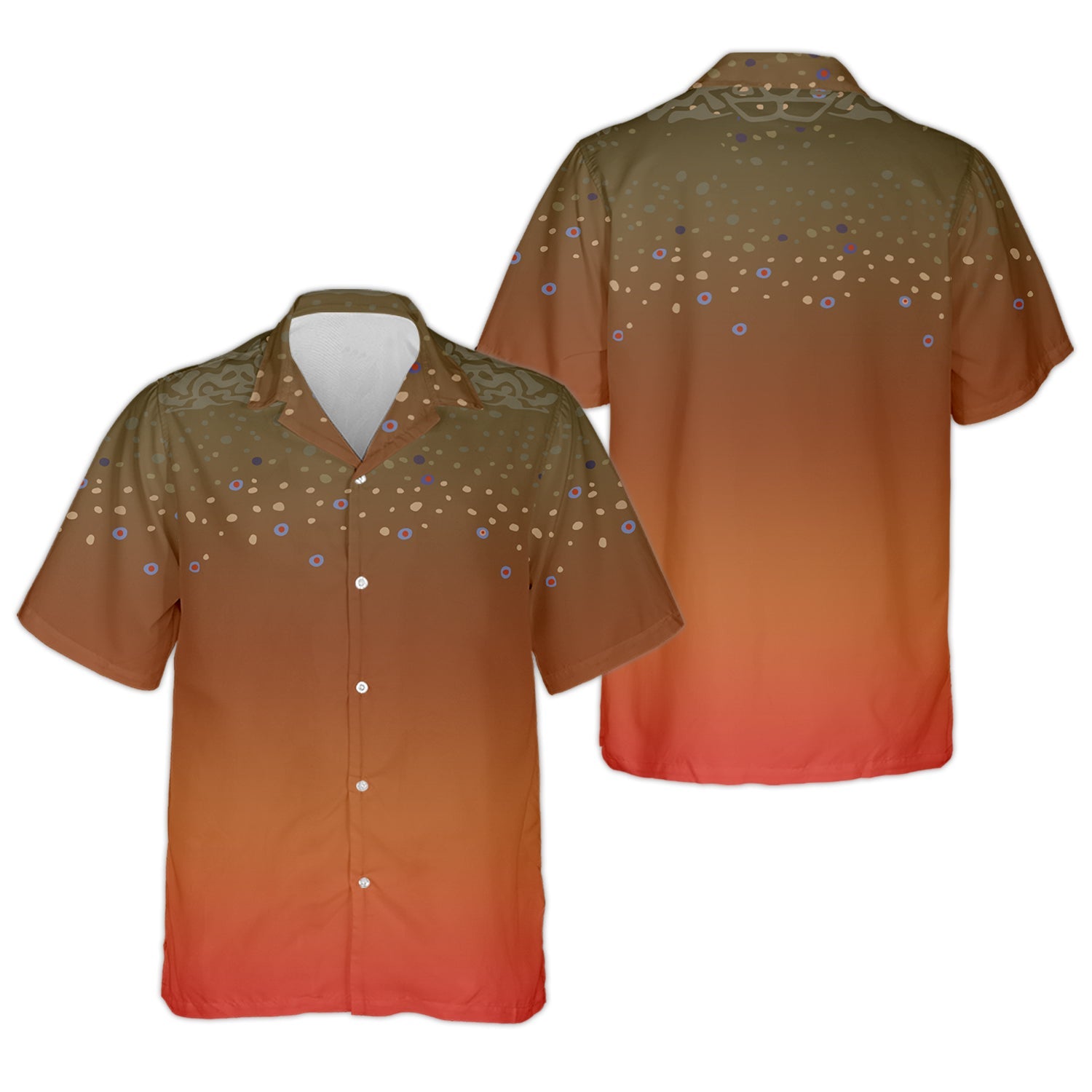 Orange Brook Trout Skin UPF Fishing Shirts, Hooded Sun Shirt, Personalized Fishing Gifts, UV Shirts For Men