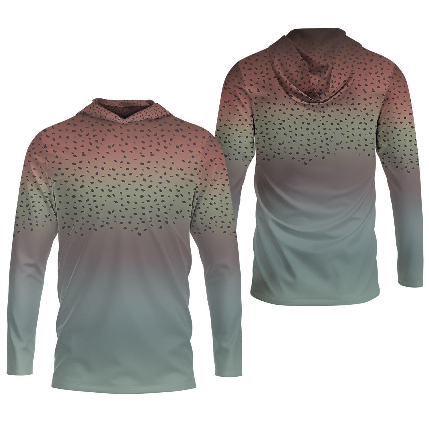Rainbow Brook Trout Skin UPF Fishing Shirts, Hooded Sun Shirt, Personalized Fishing Gifts, UV Shirts For Men