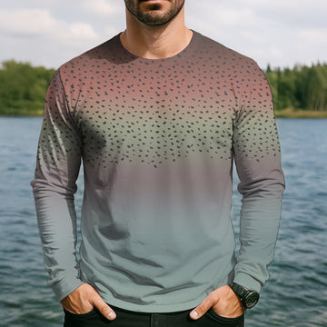 Rainbow Brook Trout Skin UPF Fishing Shirts, Hooded Sun Shirt, Personalized Fishing Gifts, UV Shirts For Men
