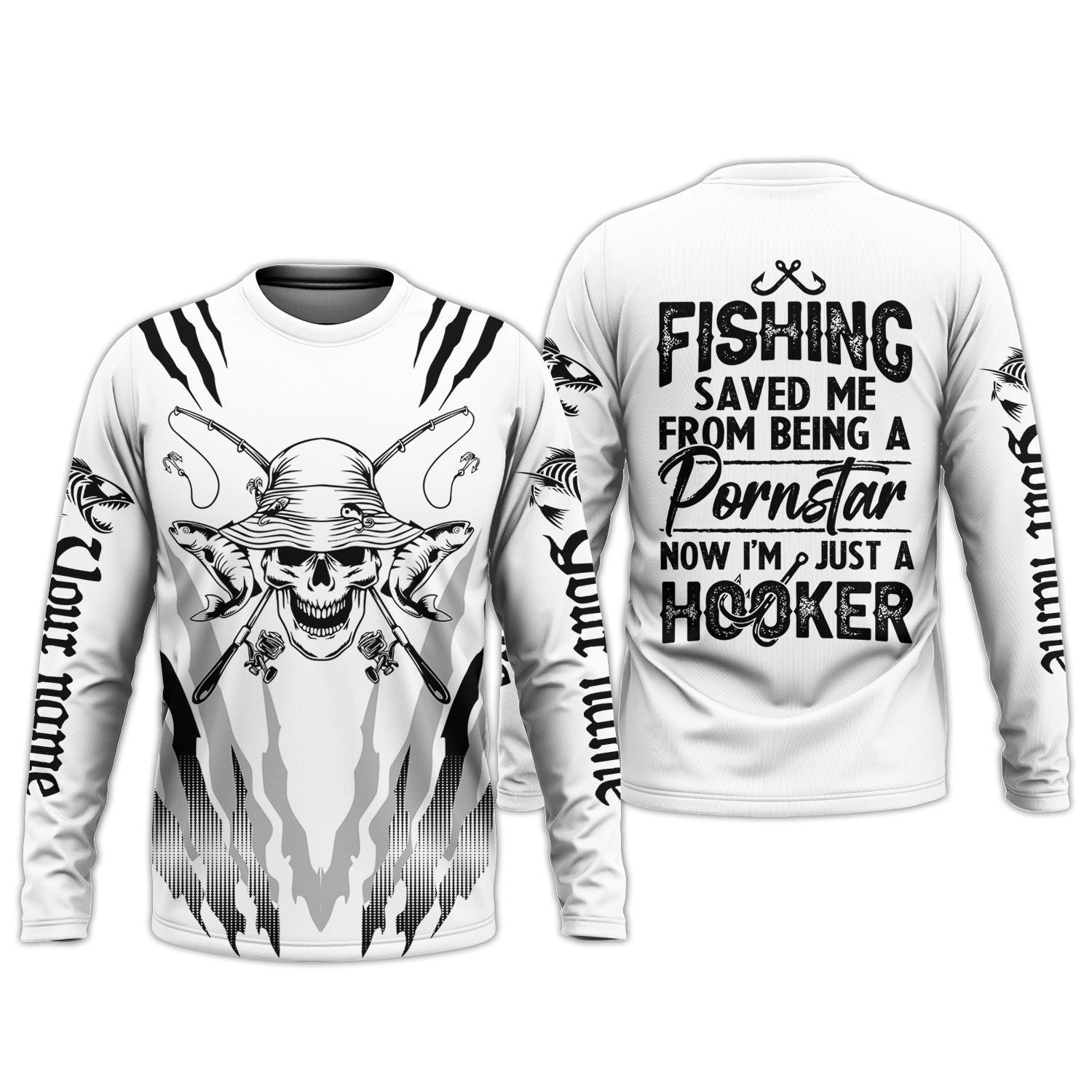 Fishing Saved Me from Being Pornstar, Skull Fishing SPF Shirt, Fish Shirt Funny, Gift For Fisherman
