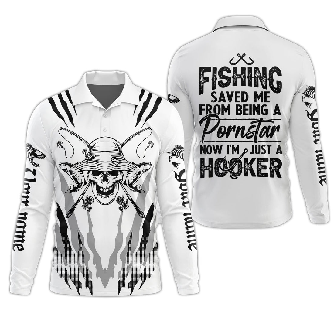 Fishing Saved Me from Being Pornstar, Skull Fishing SPF Shirt, Fish Shirt Funny, Gift For Fisherman