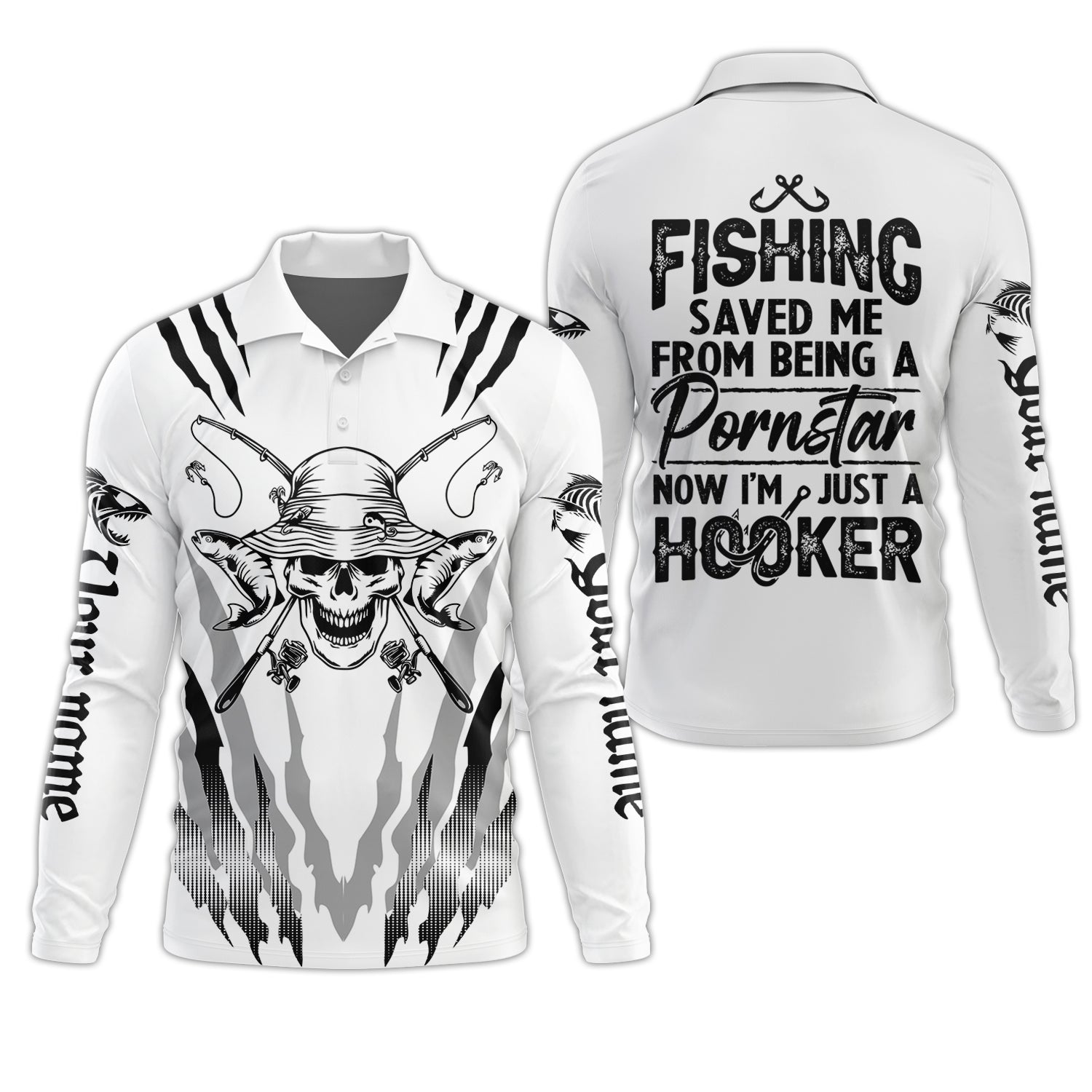 Fishing Saved Me from Being Pornstar, Skull Fishing SPF Shirt, Fish Shirt Funny, Gift For Fisherman