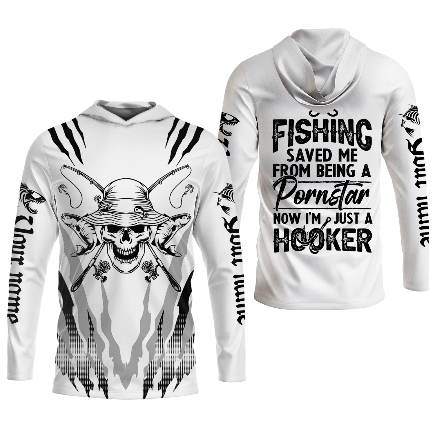Fishing Saved Me from Being Pornstar, Skull Fishing SPF Shirt, Fish Shirt Funny, Gift For Fisherman