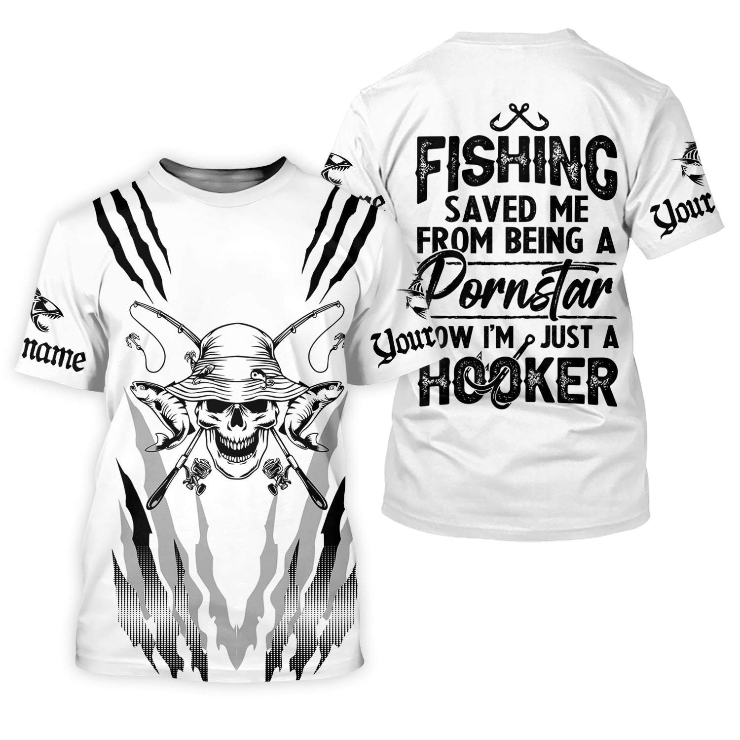 Fishing Saved Me from Being Pornstar, Skull Fishing SPF Shirt, Fish Shirt Funny, Gift For Fisherman