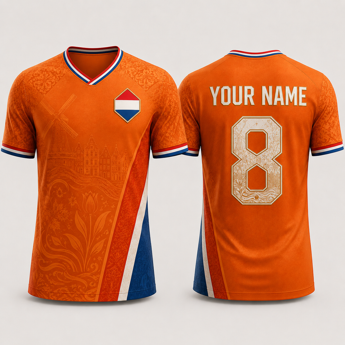 Netherlands Football Shirt V-Neck For Men Football Lover, Netherlands Soccer Jersey Soccer Fan Gift