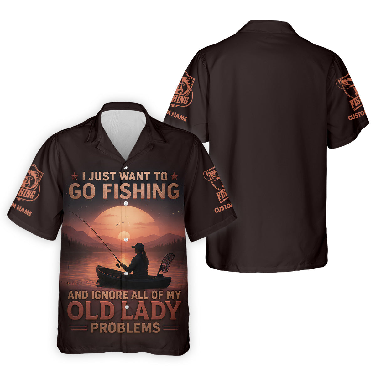 I Just Want To Go Fishing And Ignore All Of My Old Lady Problems SPF Shirt, Female Fishing Shirts, Funny Fishing Shirt