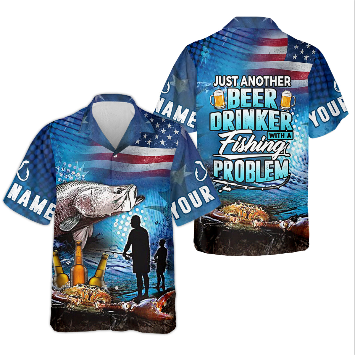 Just Another Beer Drinker With A Fishing Problem UPF Fishing Shirt, Men's Fishing Shirts, Funny Fisherman Gift