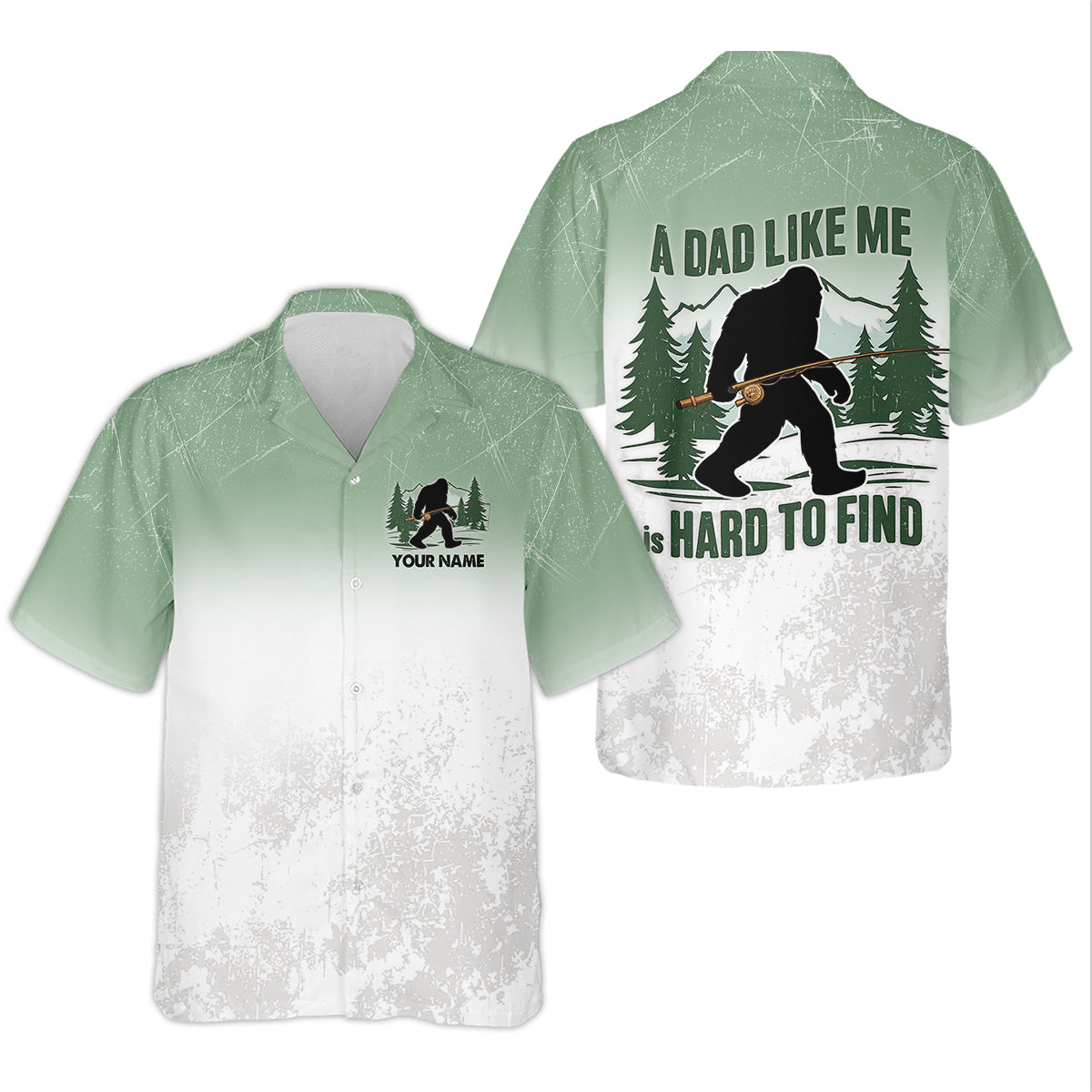 A Dad Like Me Is Hard To Find Bigfoot Fishing Shirt, Custom Name Bass Shirt, Fishing UPF Shirts, Funny Fishing Shirt