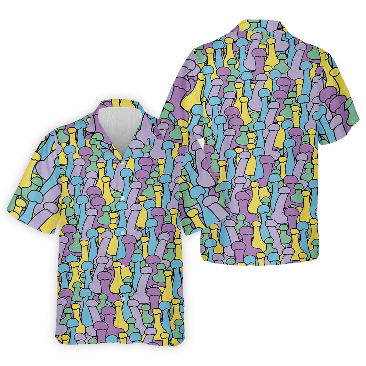 Funny Colorful Adult Humor Pattern Polo Shirt, Mens Golf Shirts, Golf Apparel For Men