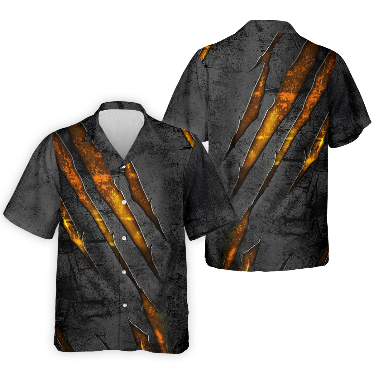 Yellow Claw Marks Hawaiian Golf Shirt, Scratch Print Men's Golf Shirt, Polo Shirts For Men