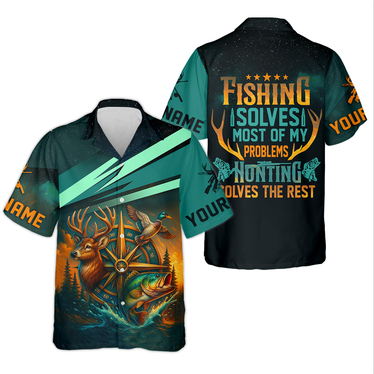Fishing Solves Most Of My Problems Sky Star Pattern Fishing UPF Shirts, Fishing And Hunting Women SPF Shirt