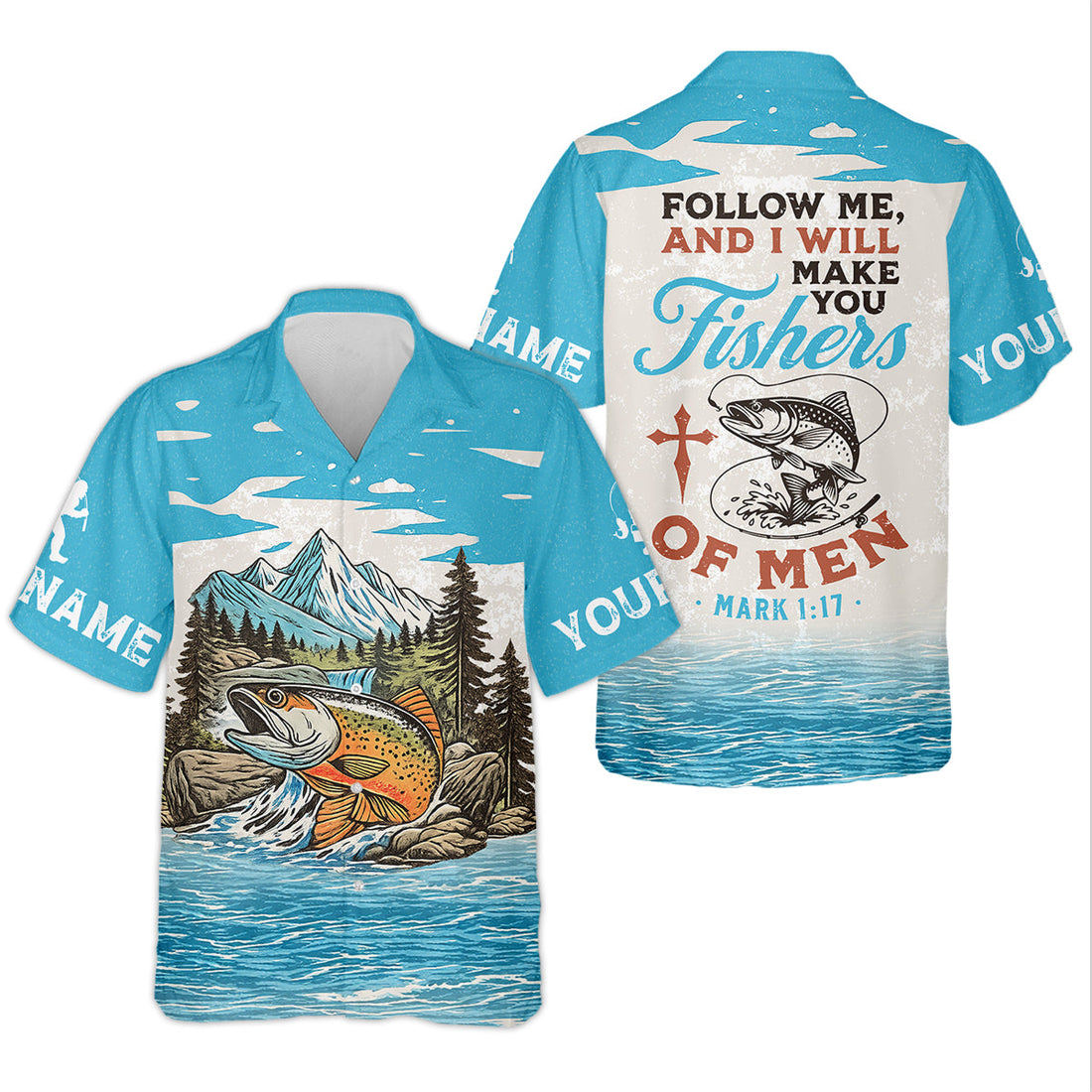 Follow Me And I Will Make You Fishers, Custom Name Fishing Shirt, Fishing UPF Shirts, Funny Fishing Shirt