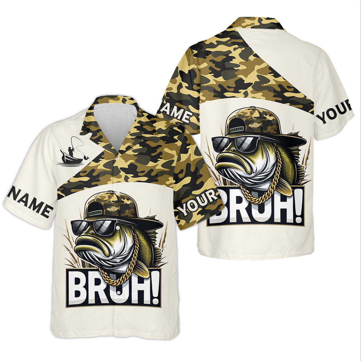 Bruh Largemouth Bass Fishing Camouflage Fishing Shirts, Fishing UPF Shirts, Fishing Shirts For Men