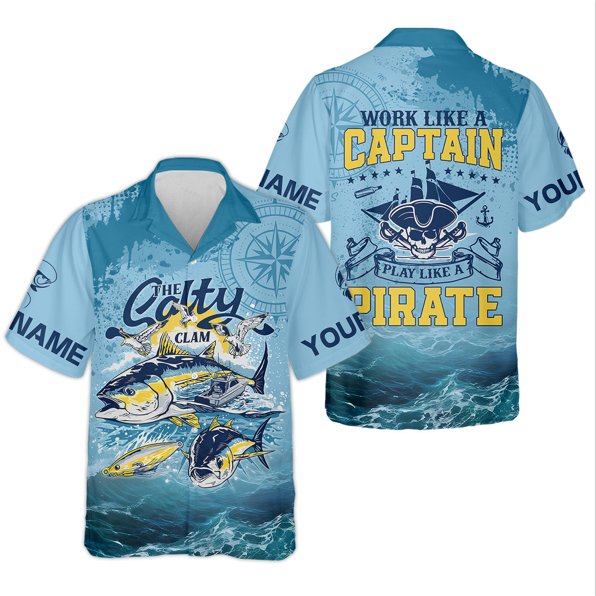 Work Like A Captain Play Like A Pirate Fishing UPF Shirts, Funny Fishing Shirt, Fishing Shirt For Men