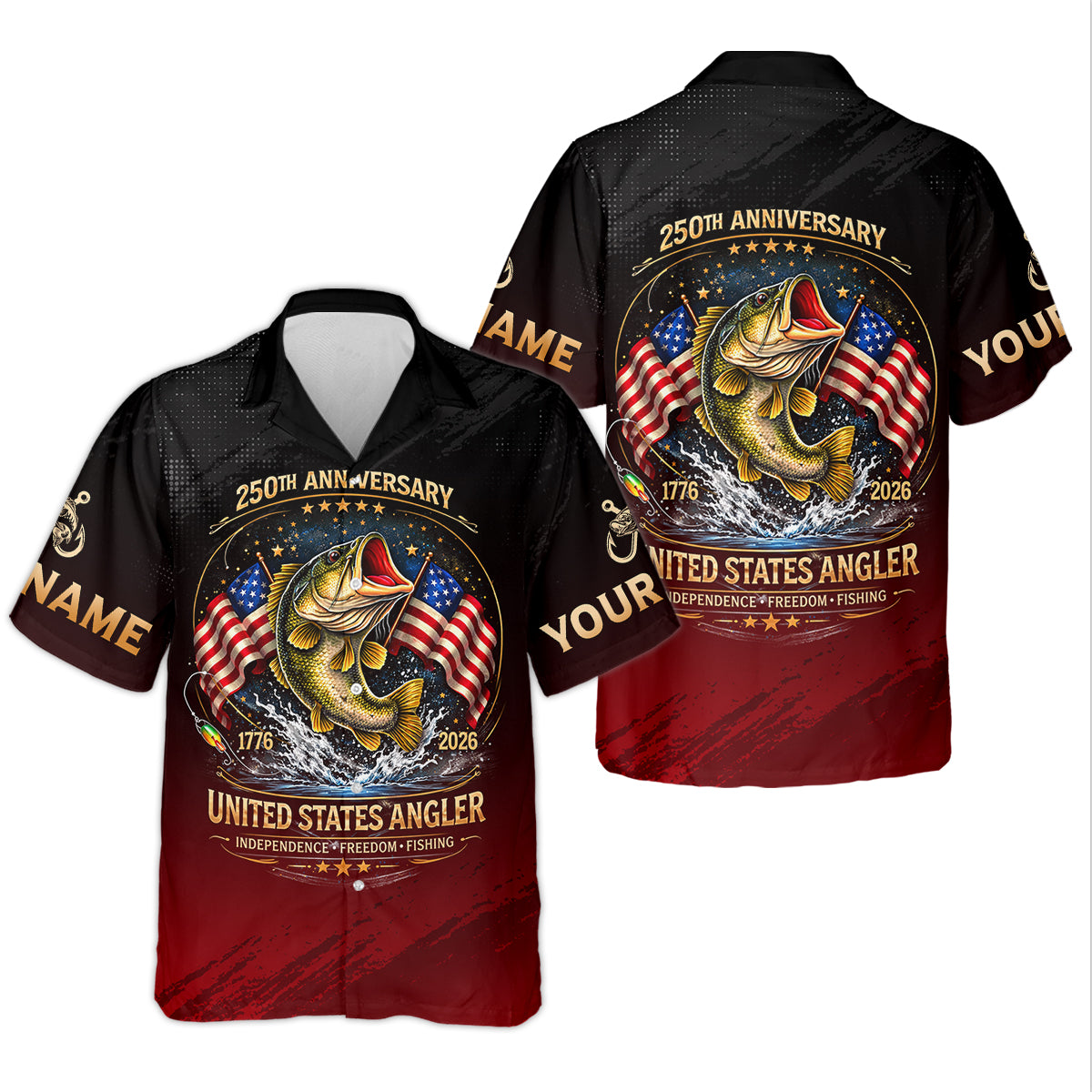 250th Anniversary Independence Freedom Fishing Patriotic Fishing Shirt, Fishing UPF Shirts, Fishing Shirts For Men