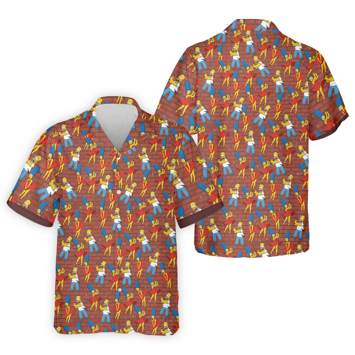 Funny Cartoon Couple Pattern Golf Polo Shirt, Mens Golf Shirts, Golf Polo Shirts For Men