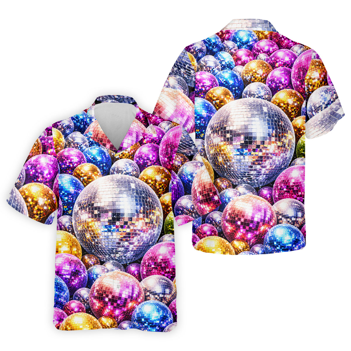 Colorful Disco Ball Party Pattern Polo Shirt, Mens Golf Polo, Golf Polo Shirts For Men