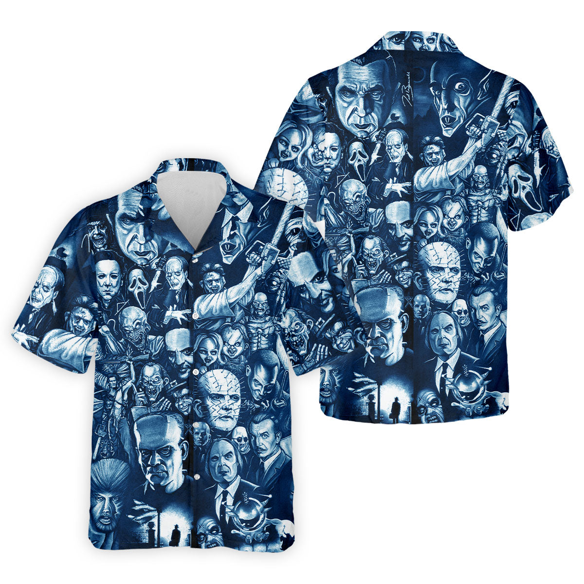 Horror Character Collage Halloween Polo Shirt, Printed Golf Shirts, Golf Apparel For Men