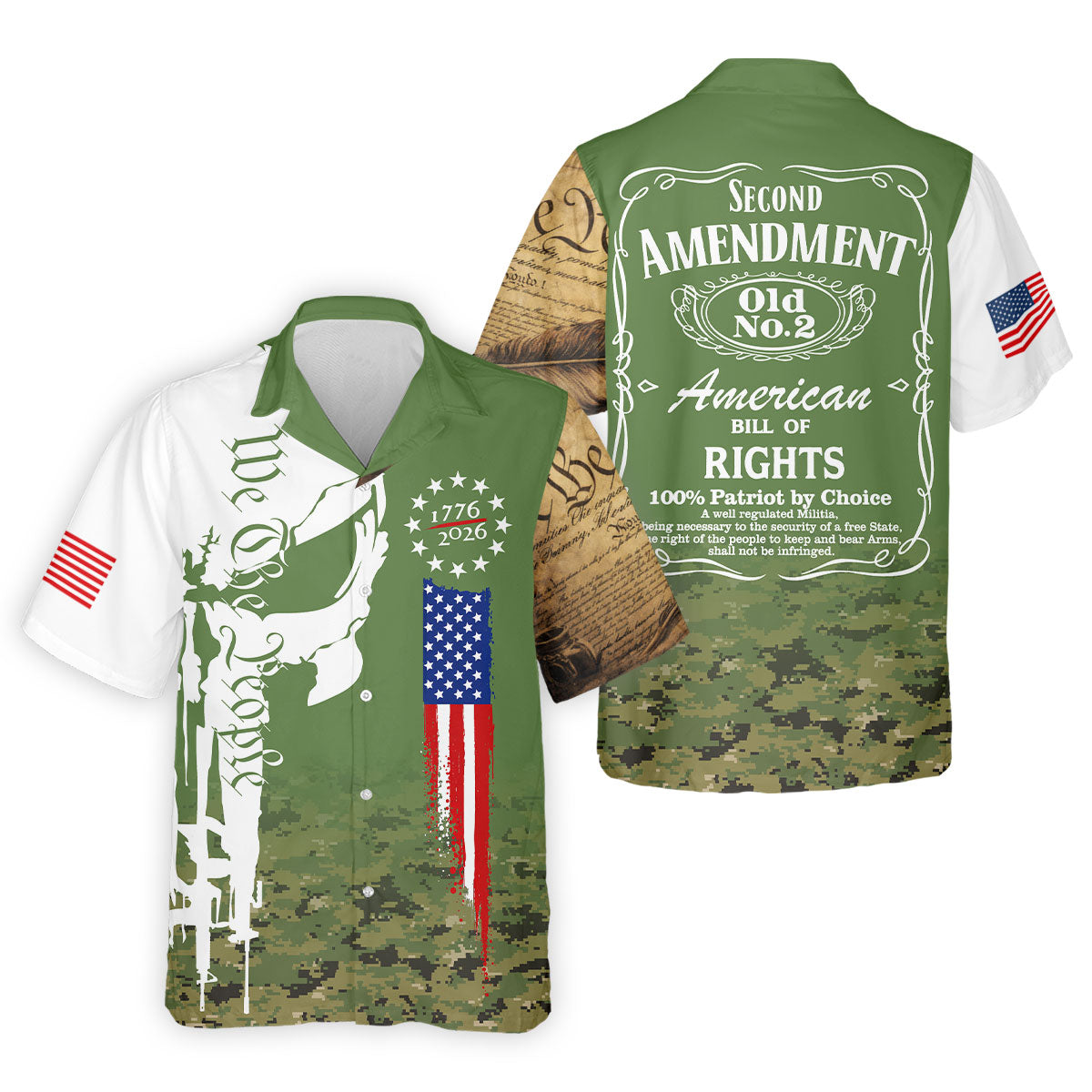 American Bill Of Rights Father's Day Camo Golf Shirt, 250 Years 4th Of July Polo Shirts For Men