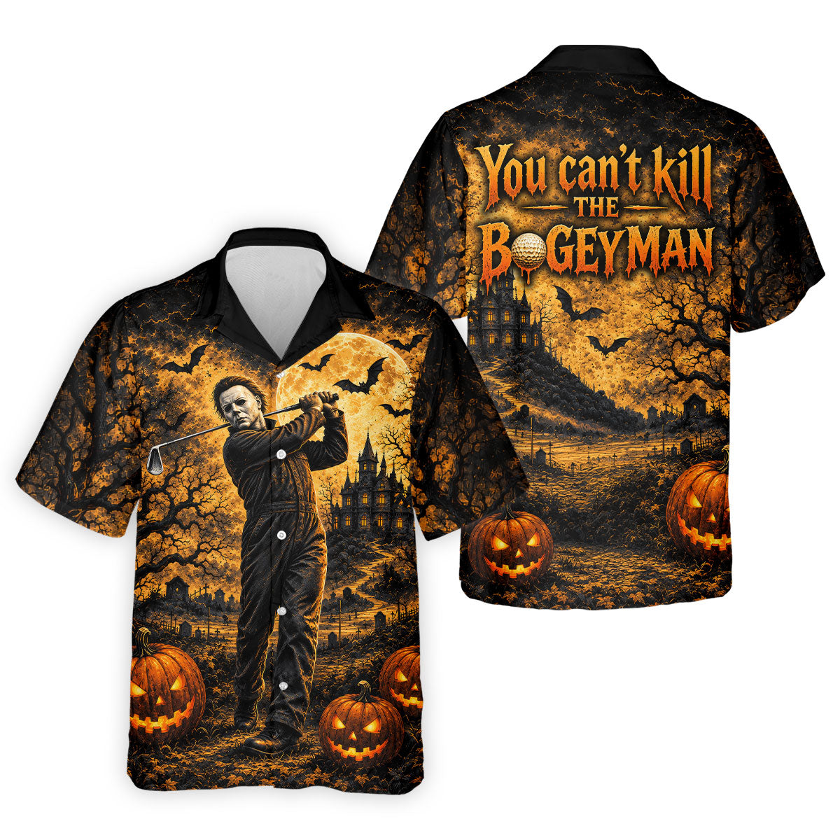 Bogeyman Horror Character Halloween Golf Polo Shirt, Mens Golf Polo, Mens Golf Shirts