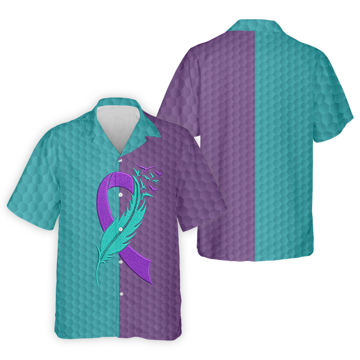 Suicide Prevention Ribbon Feather Birds Golf Polo Shirt, Mens Golf Polo, Mens Golf Apparel
