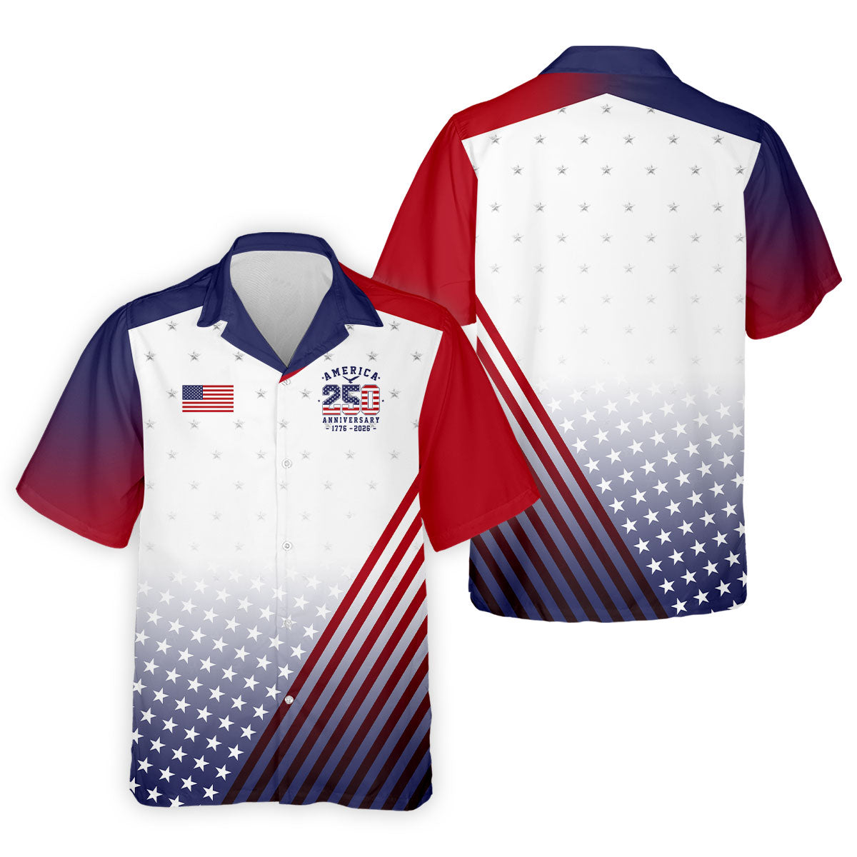 America 250 Anniversary 1776-2026 Flag Logo Golf Shirts For Men, Patriotic 4th Of July Golf Shirt