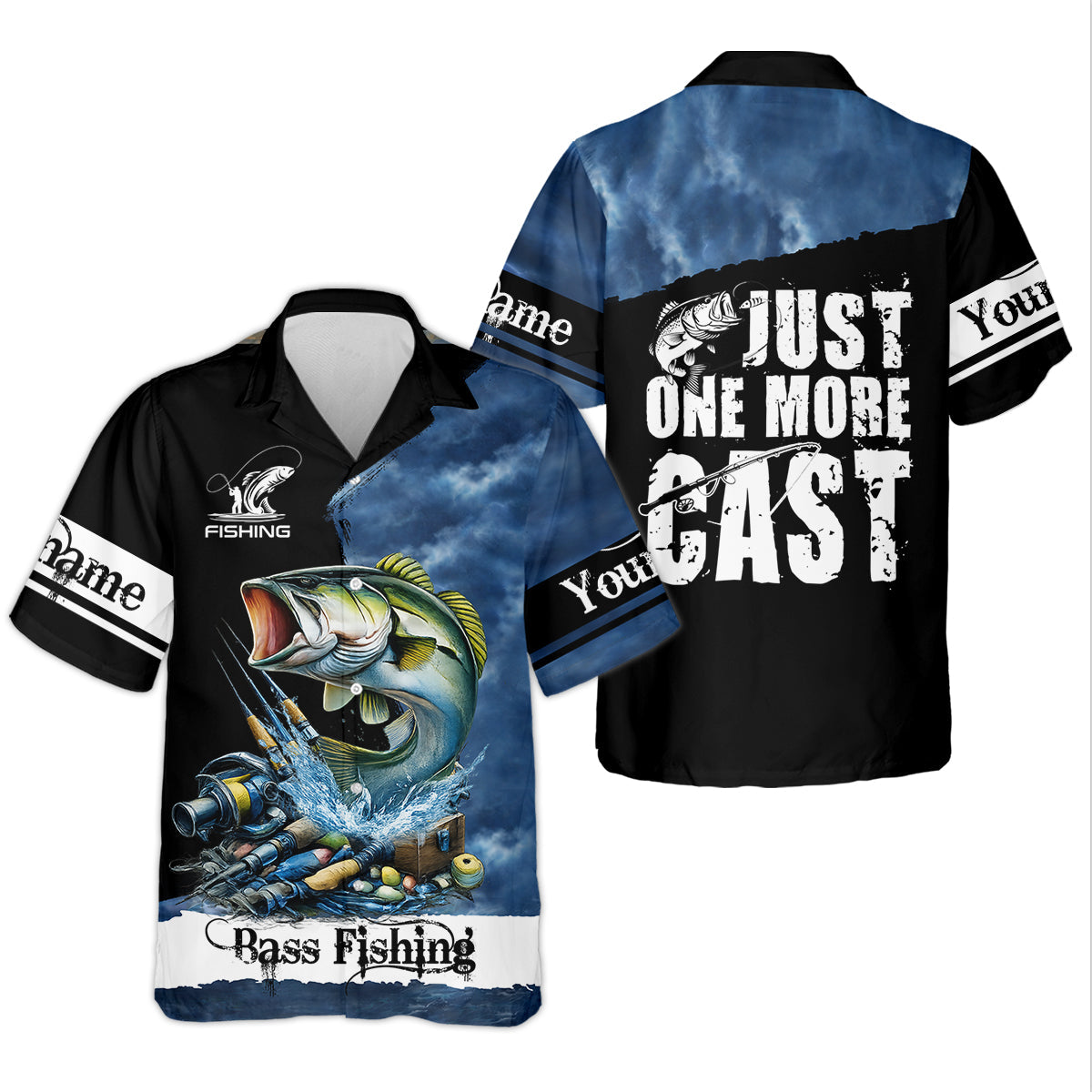 Just One More Cast Personalized Fishing UPF Shirt, Bass Fishing, Funny Fishing Shirt For Men