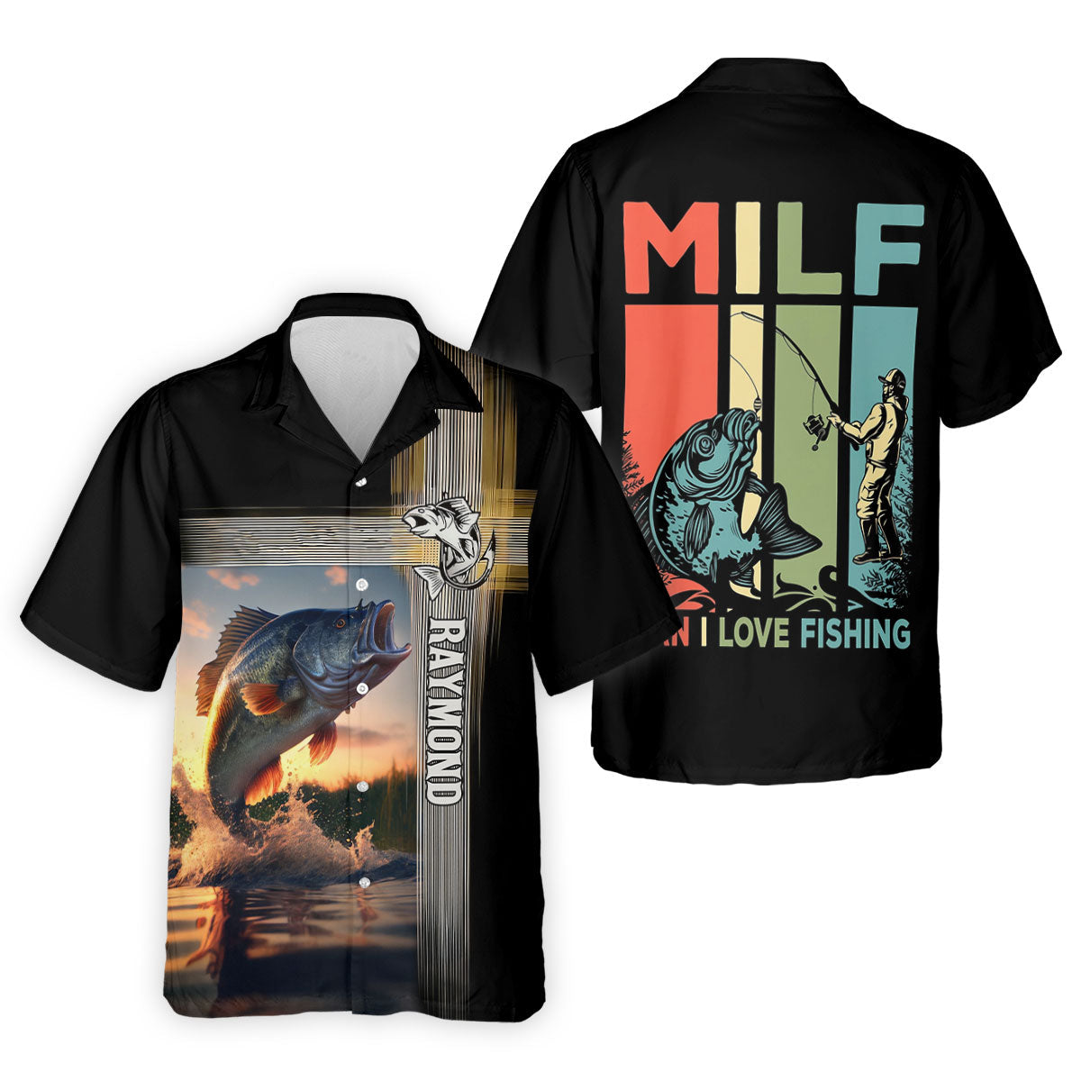MILF Man I Love Fish Faith Cross Funny Fishing Shirt, Fishing UPF Shirts, Fishing Shirts For Men