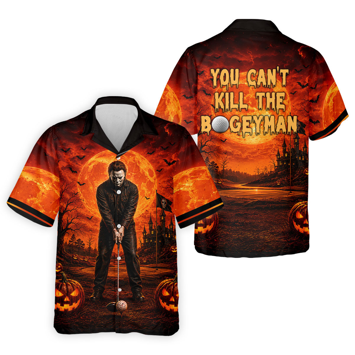 You Can't Kill The Bogeyman Halloween Golf Polo Shirt, Golf Shirts For Men, Mens Golf Polo