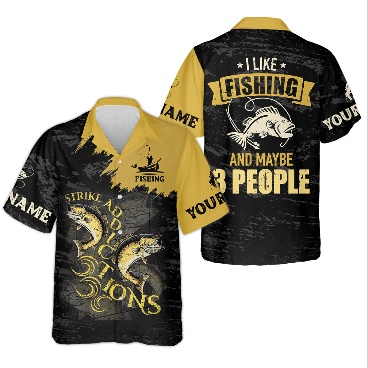 I Like Fishing And Maybe 3 People Shirt, Personalized Strike Addictions Bass Fishing Shirt For Men, Fishing UPF Shirts