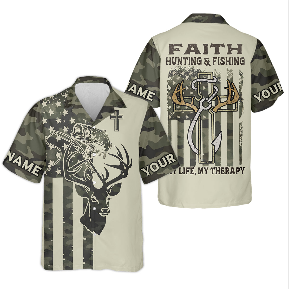 Faith Hunting Fishing Shirt, Christian Camo Deer Bass Patriotic Long Sleeve, Fishing UPF Shirts