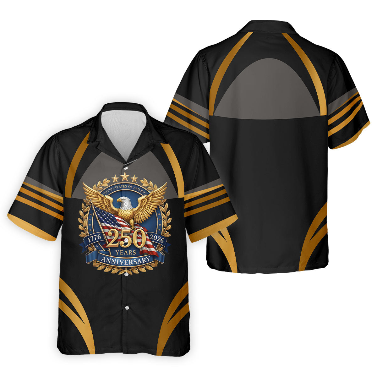 250 Years Anniversary Bald Eagle US Flag Patriotic Golf Shirt, 4th Of July Golf Shirts For Men