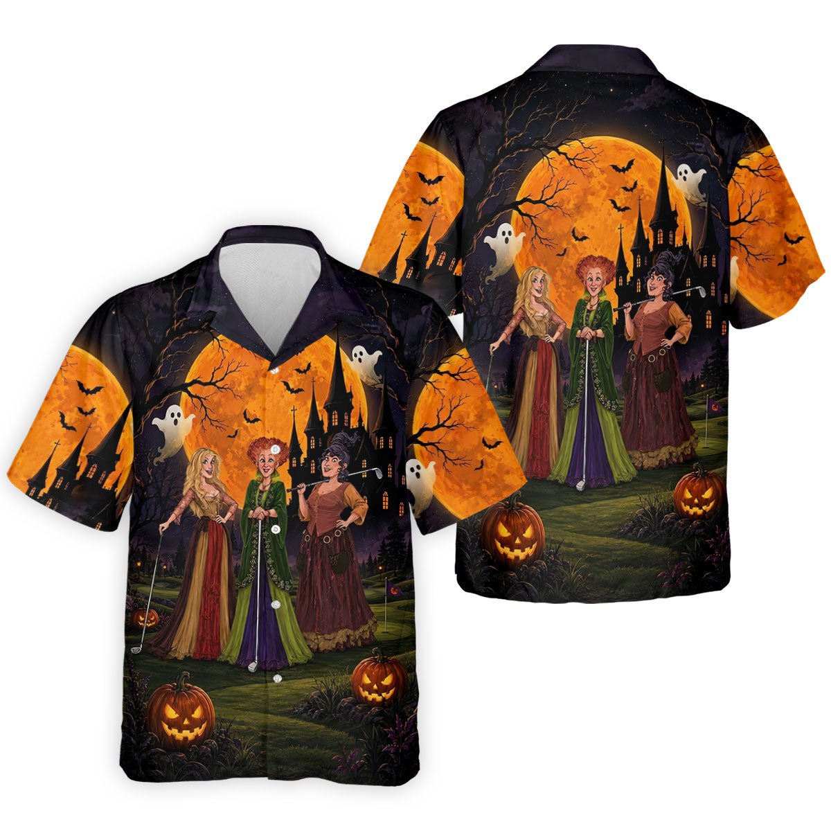 Three Witches Horror Character Golf Polo Shirt, Halloween Shirt, Golf Shirts For Men
