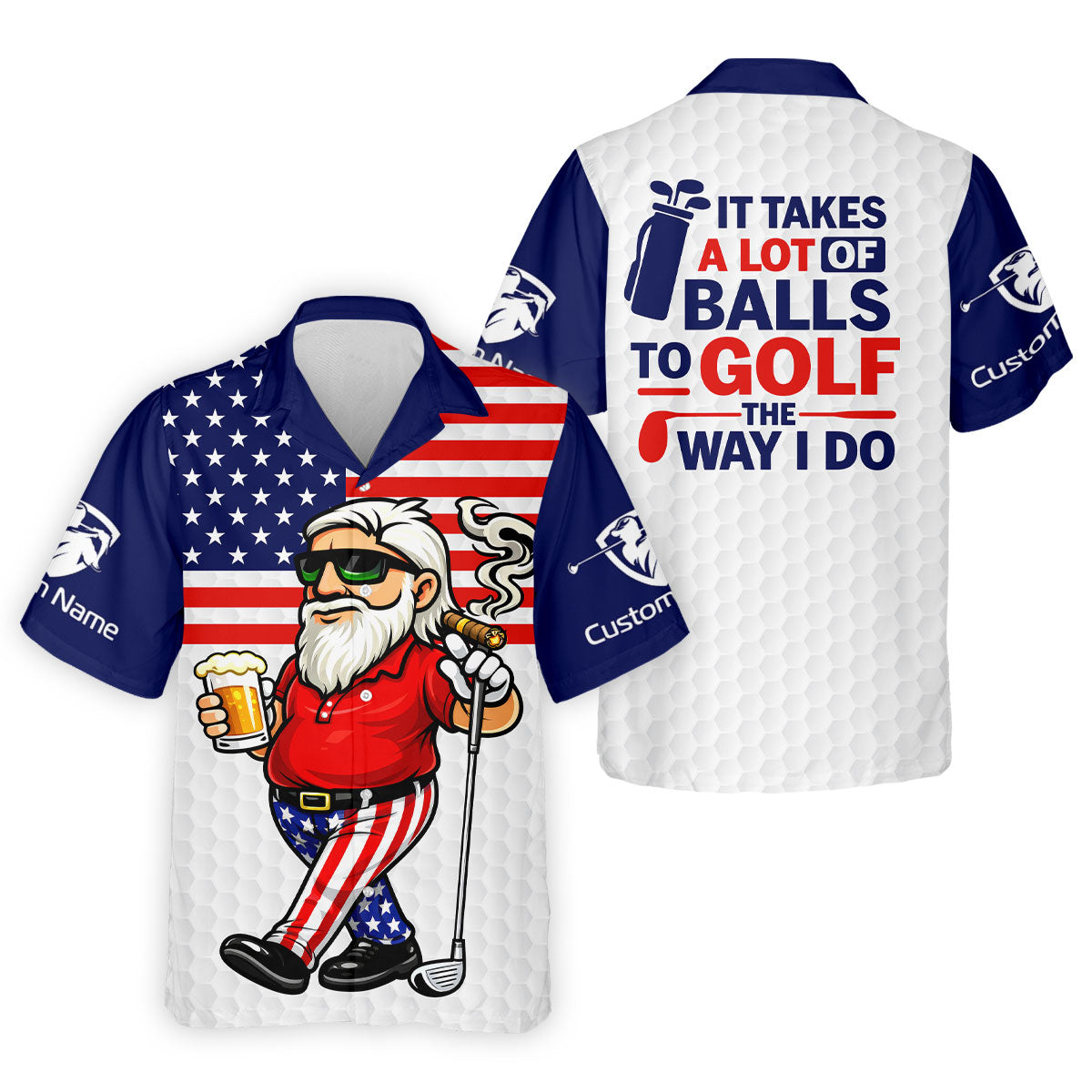 It Takes A Lot Of Ball To Golf The Way I Do Patriotic Man 4th Of July Golf Shirt, 250 Years Polo Shirts For Men