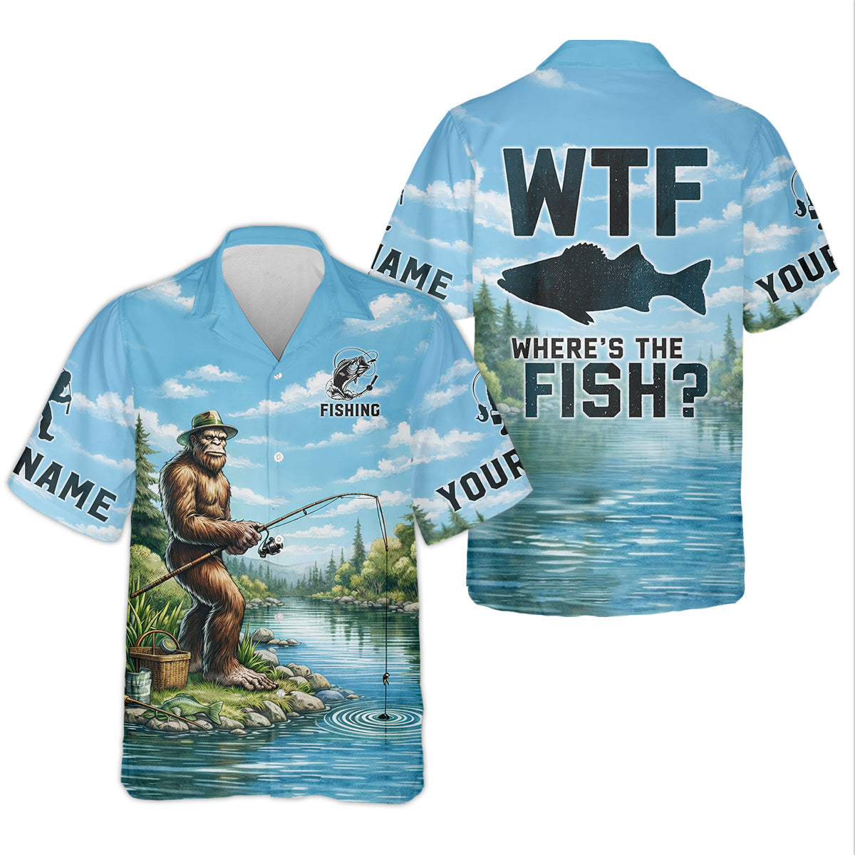 WTF Where’s The Fish, Bigfoot Fishing Personalized UPF Shirt
