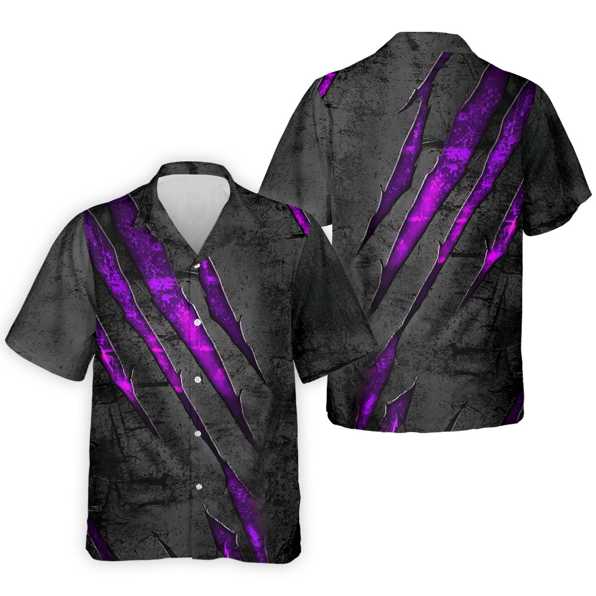 Purple Claw Marks Hawaiian Golf Shirt, Scratch Print Men's Golf Shirt, Polo Shirts For Men