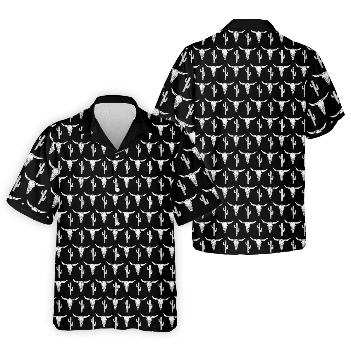 Longhorn Cow Skull Western Theme Black Golf Tops For Men, Polo ShirtFor Men, Golf Shirts For Men
