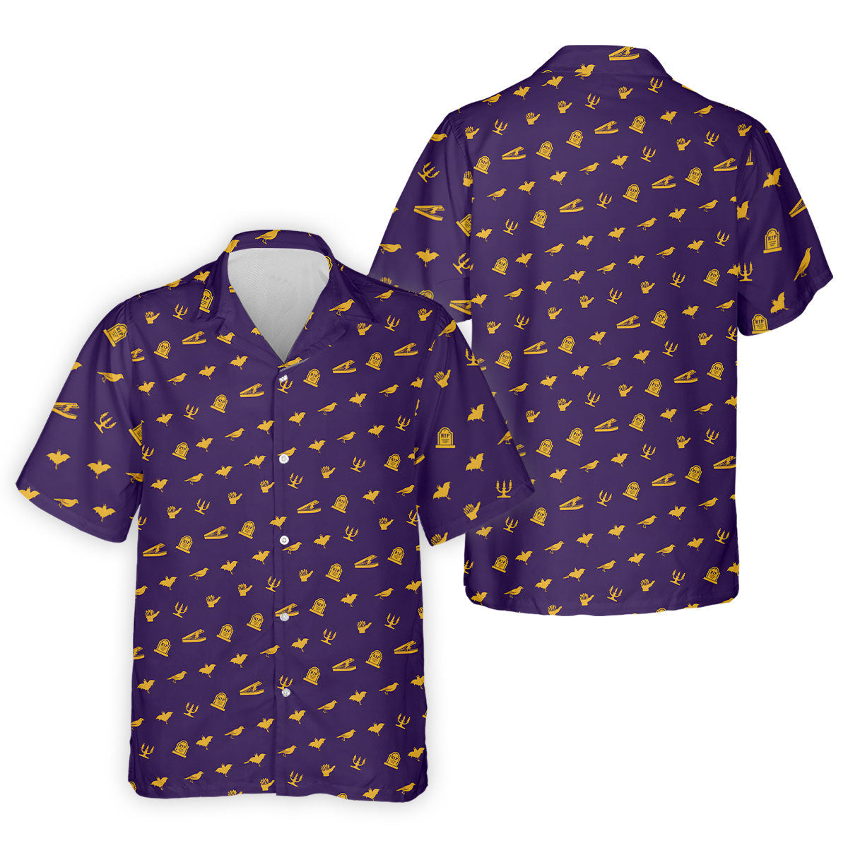 Purple Gravestone Bat Halloween Pattern Polo Shirt, Golf Shirts For Men, Mens Polo Shirts