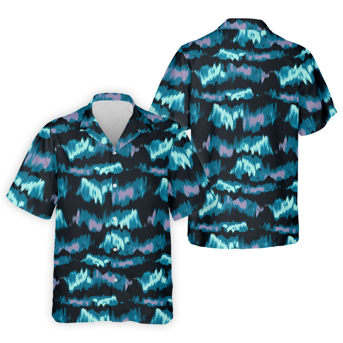 Blue Ikat Pattern Fishing UPF Shirts, Long Sleeve Fishing Shirts, Fishing Shirts For Men
