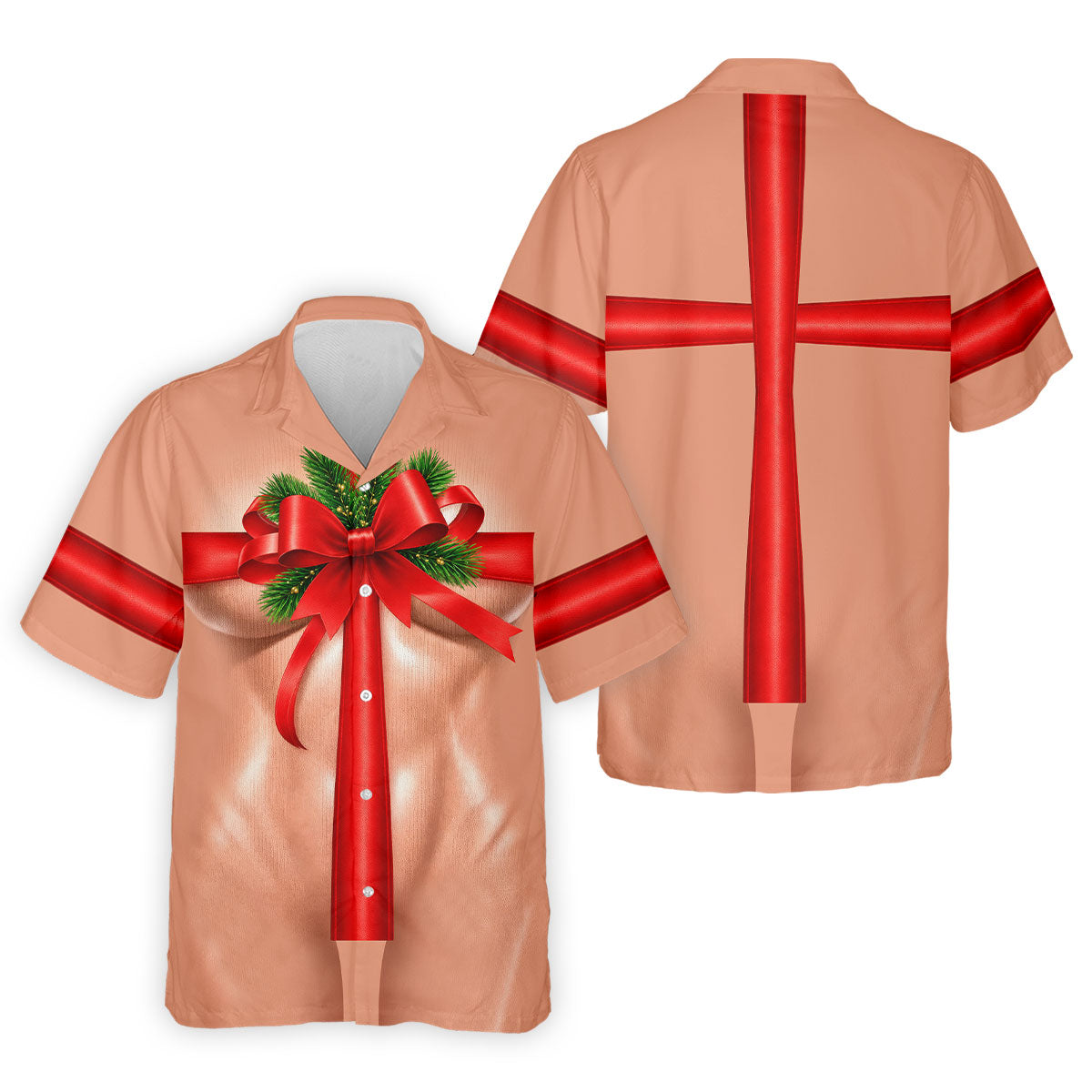 Christmas Red Bow Gift Golf Polo Shirt, Printed Golf Shirts, Polo Shirts For Men