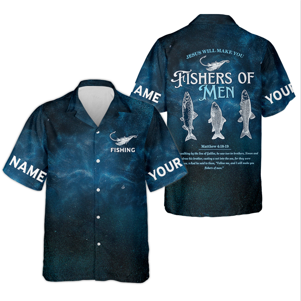 Jesus Will Make You Fishers Of Men Starry Night Print Fishing UPF Shirts, Fishing Shirt For Women