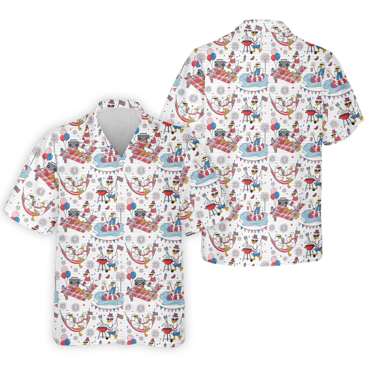 Funny Patriotic Duck Summer Party Polo Shirt, Mens Golf Polo, Golf Shirts For Men