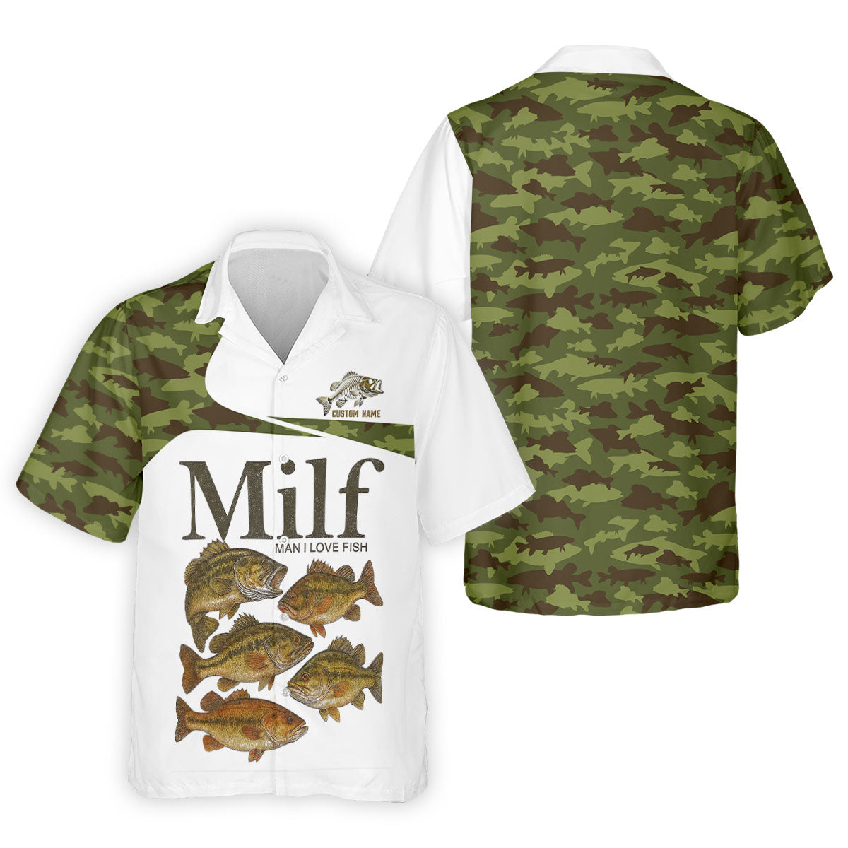 MILF Man I Love Fish Green Camo Funny Fishing Shirt, Fishing UPF Shirts, Fishing Shirt For Women