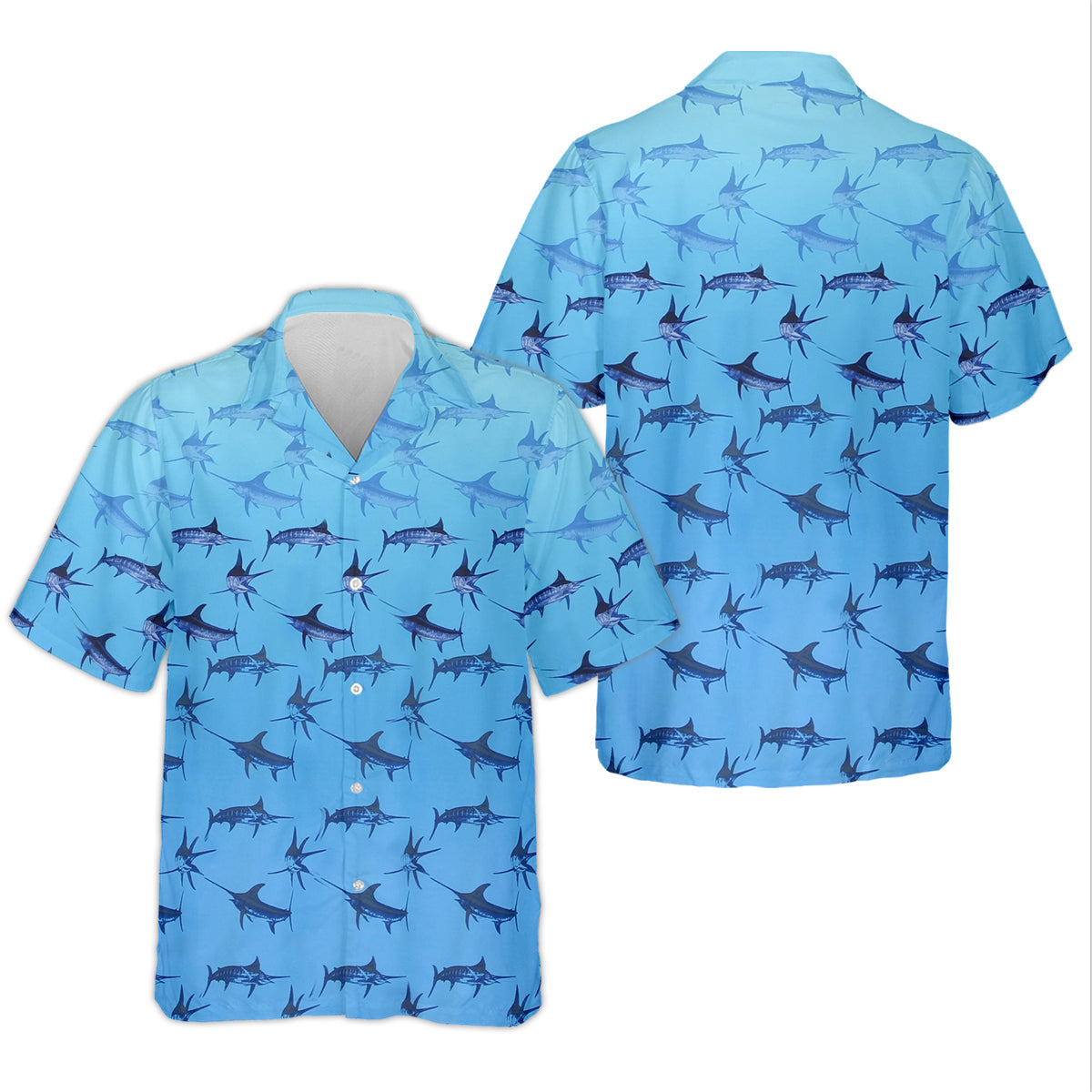 Swordfish Patter Blue Fishing Shirt, Cute Women's Fishing Outfits, Female Fishing Shirts, SPF Shirt