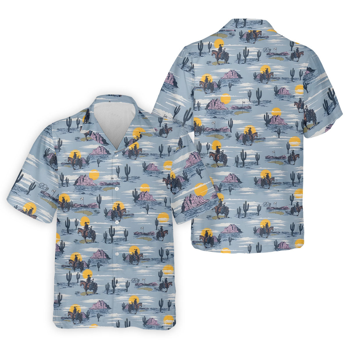 Cowboy Silhouette Desert Sunset Western Golf Shirt, Polo ShirtFor Men, Golf Shirts For Men